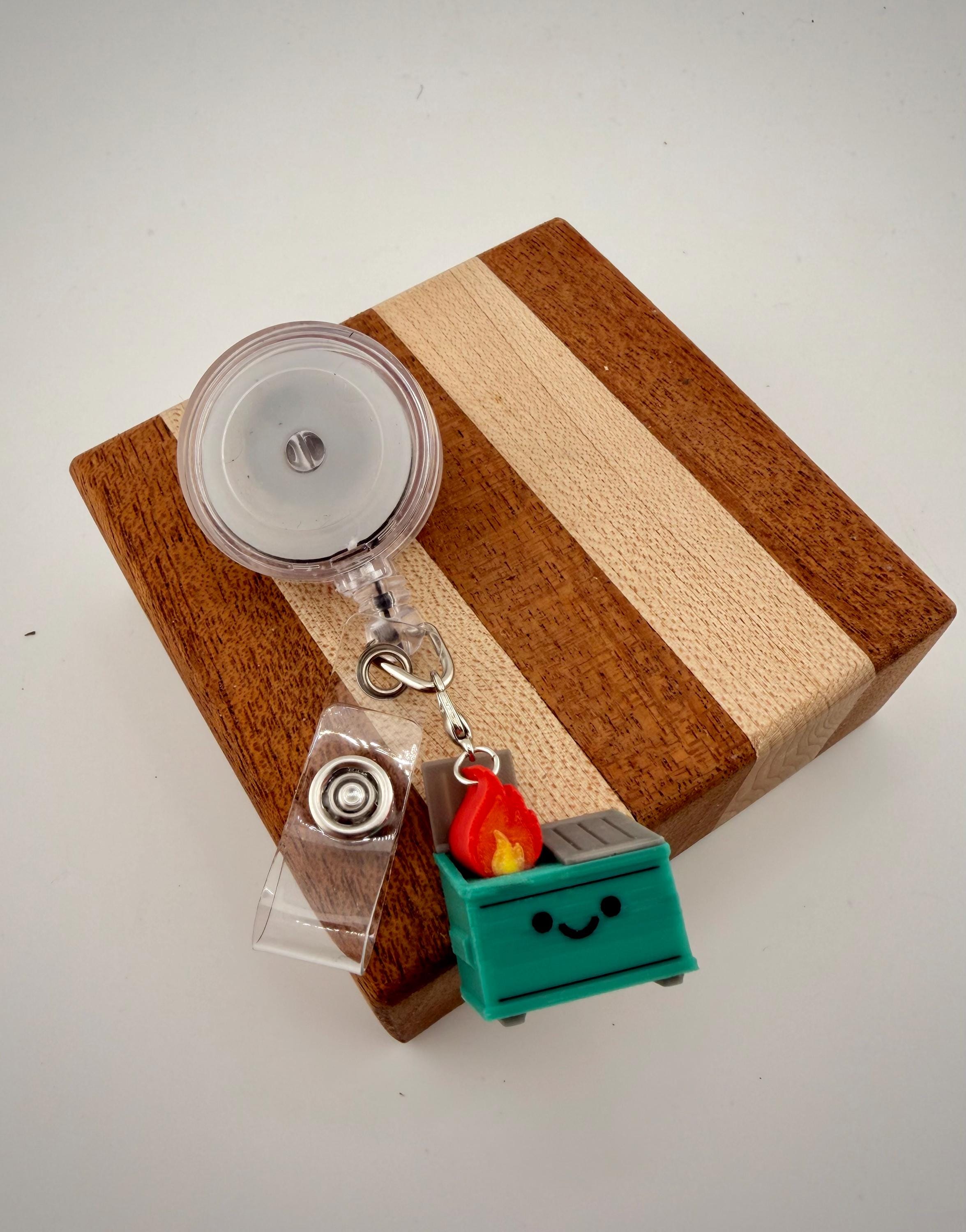 Funny badge reel charm Dumpster Fire