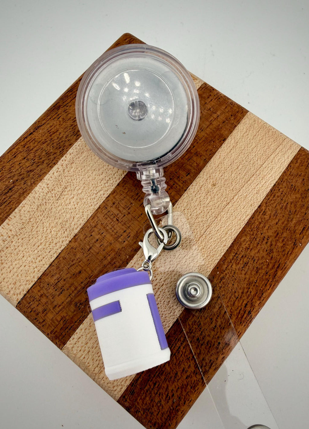 Funny nurse badge reel charms - Sani wipe container