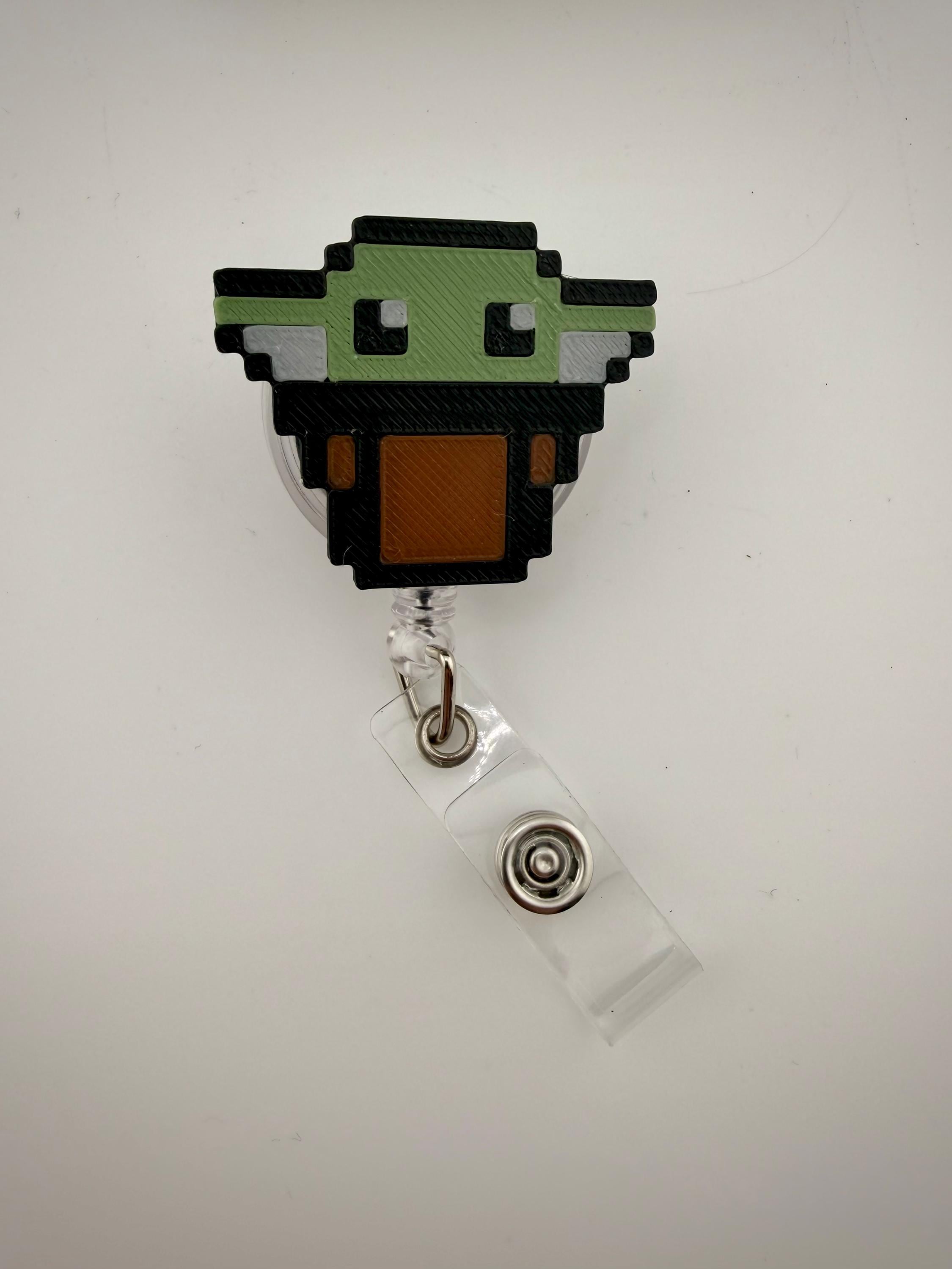 Badge reel Baby Yoda Grogu Pixel art