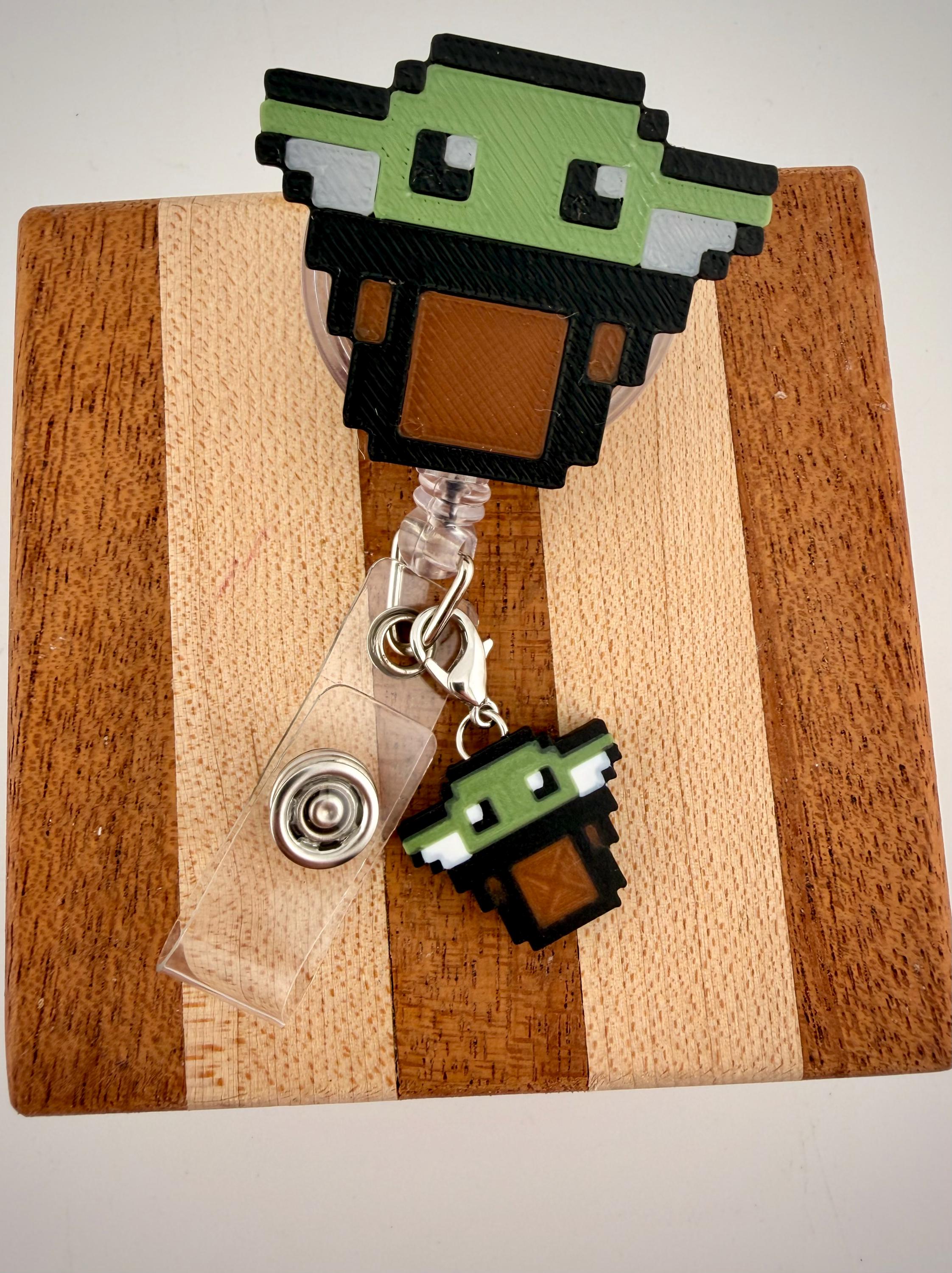 Badge reel Baby Yoda Grogu Pixel art