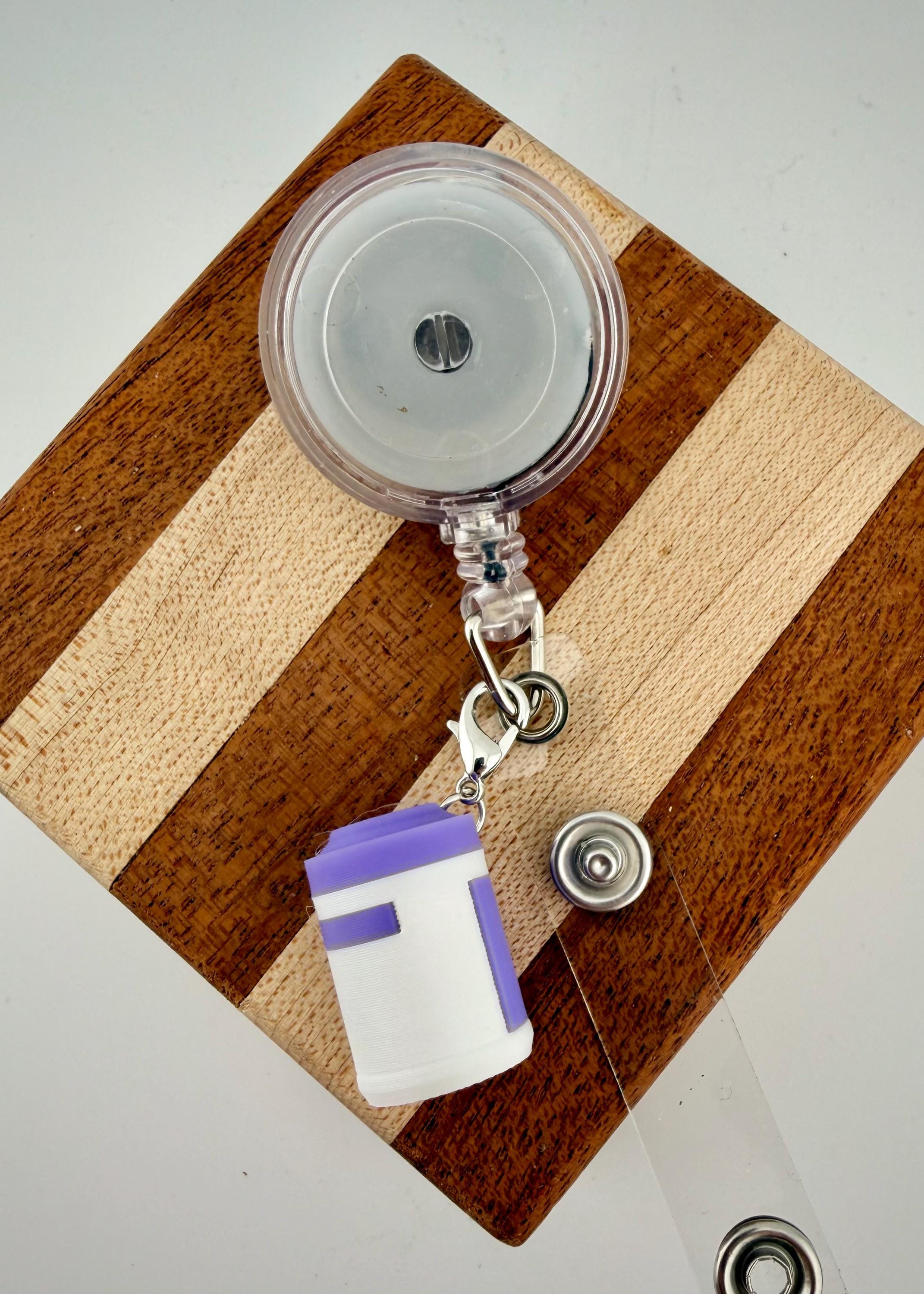 Funny nurse badge reel charms - Sani wipe container