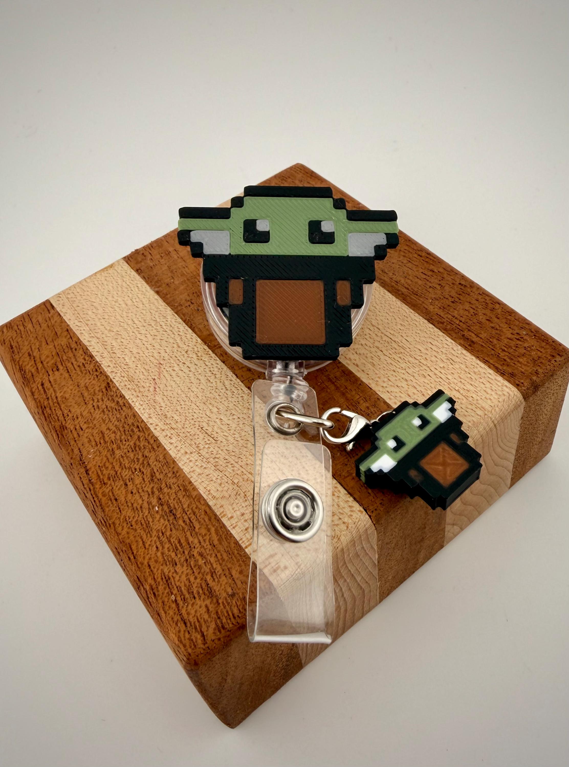 Baby Yoda Grogu ID badge charm and badge reel
