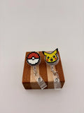 Pokemon badge reel 3D printed 8-bit retro style Pikachu Pokeball
