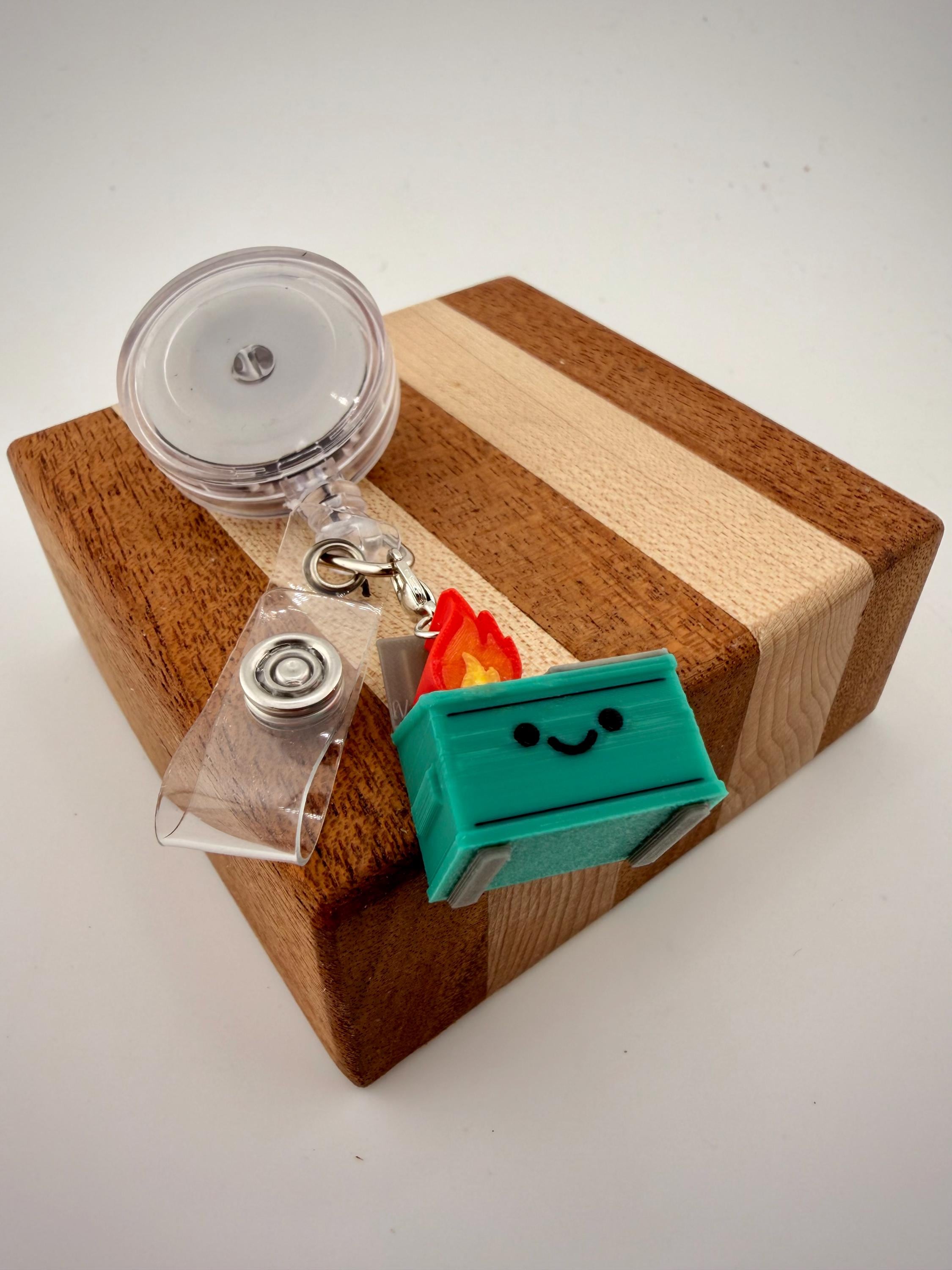 Funny badge reel charm Dumpster Fire