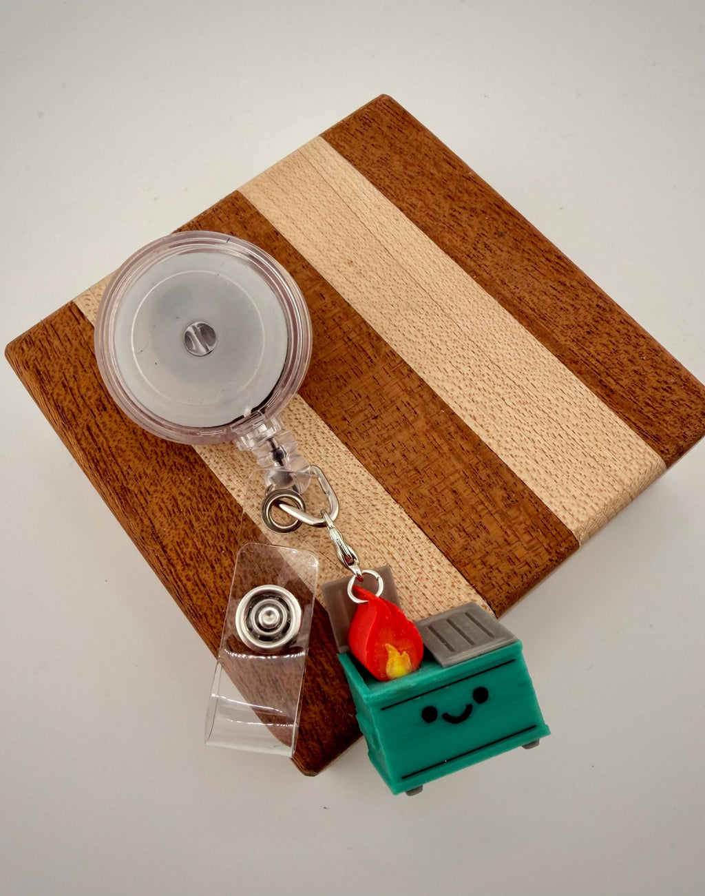 Funny badge reel charm Dumpster Fire