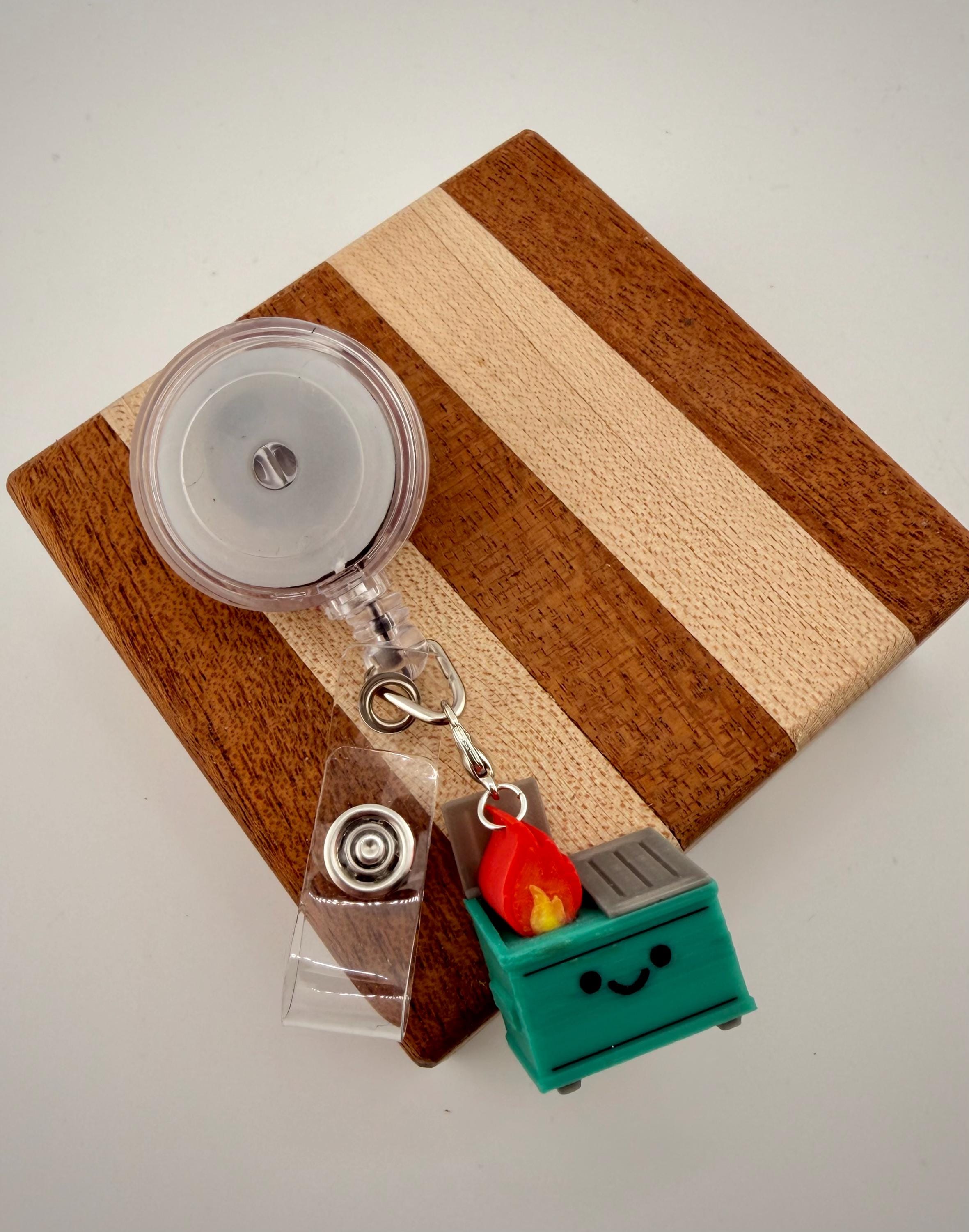 Funny badge reel charm Dumpster Fire