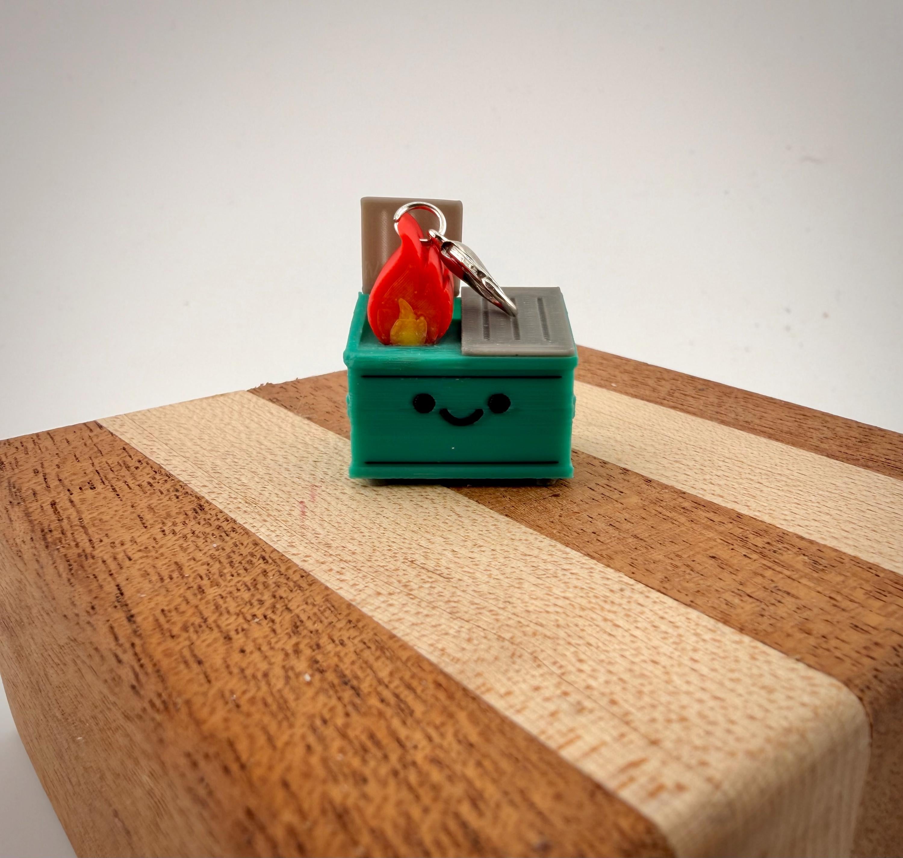 Funny badge reel charm Dumpster Fire