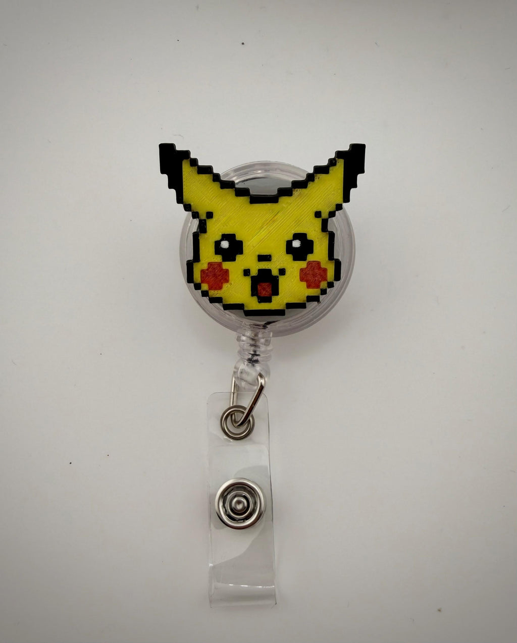 Pokemon badge reel 3D printed 8-bit retro style Pikachu Pokeball