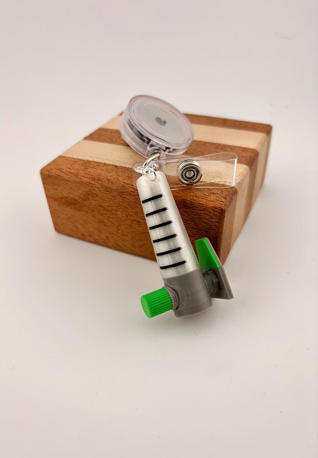 Funny nurse badge reel charms - Oxygen flowmeter and Ambubag Respiratory Therapy